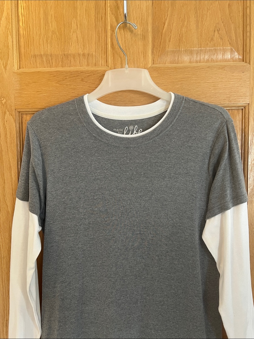 made for life - Two-Tone Long Sleeve Tee in Gray and White XL - Picture 6 of 14